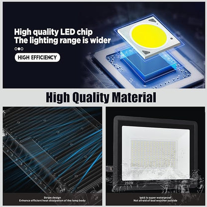 2Pack-150W LED Flood Light Outdoor,15500LM LED Work Light with US Plug,6000K Daylight White,IP67 Waterproof Outdoor Floodlights for Yard,Garden,Playground