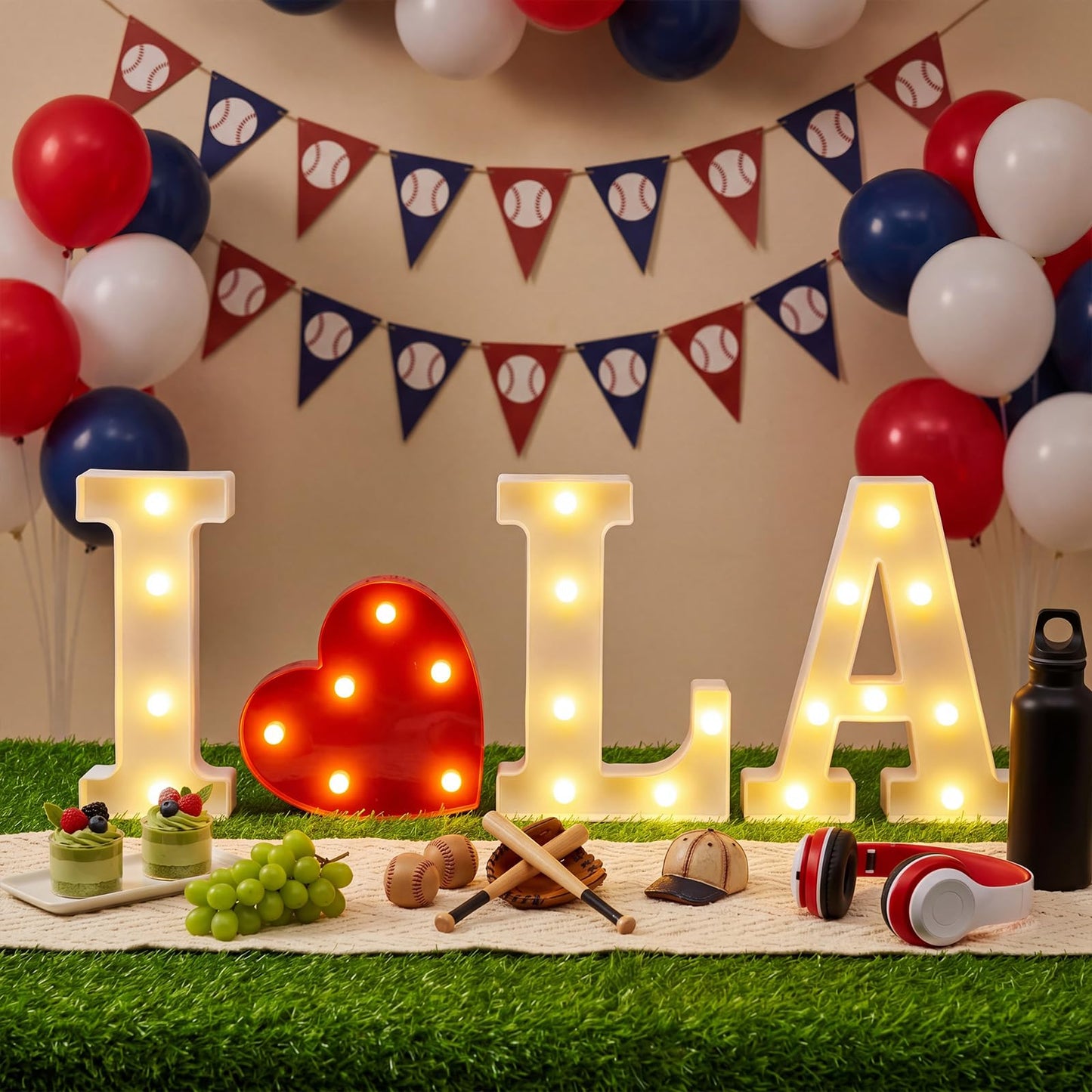 Ganeen Los Angeles Party Decorations I Love La Light up Letters LED Letters Sign for La Baseball Team Decor Los Angeles Theme Party Birthday Home Tabletop Christmas Gift