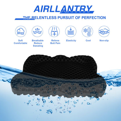 Airllantry Thicken 19.7in Seat Cushion, Gel Seat Cushion for Long Sitting–Office Chair, Wheelchair, Car Cushion, Large Cooling Pad for Back Pain, Sciatica, Tailbone Pain Relief