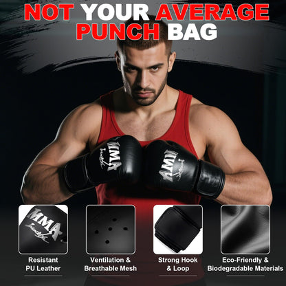 Heavy Punching Bag Set, 4ft Oxford Boxing Bag Set with 12 OZ Boxing Gloves, for MMA Karate Kickboxing Boxing Muay Thai Training Equipment at Home or Gym, Red (Unfilled)