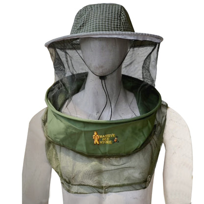 Massive Bee Store Three Layer Ventilated Beekeeping Veil in Round (3-Layer Hat, Olive Green)