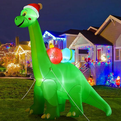Onory 10 FT Christmas Inflatables Outdoor Decorations Inflatable Christmas Dinosaur with Build-in LEDs Blow up Holiday Decorations for Yard Garden Outdoor Indoor Decor