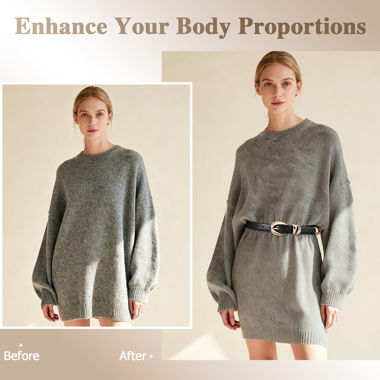 AI DEEBLUE Belts for Women – Fashion Womens Belts for Jeans Dresses Pants Chic Minimalist Black Belt