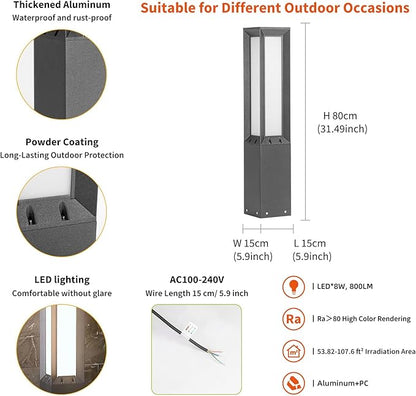 32'' Outdoor Path Light Hard Wired, AC100-240V Landscape Pathway Lights IP65 Waterproof, Modern Bollard Lights, 3000K Lighting Aluminum Driveway Lawn Floor Lamp for Walkway Patio Yard Garden