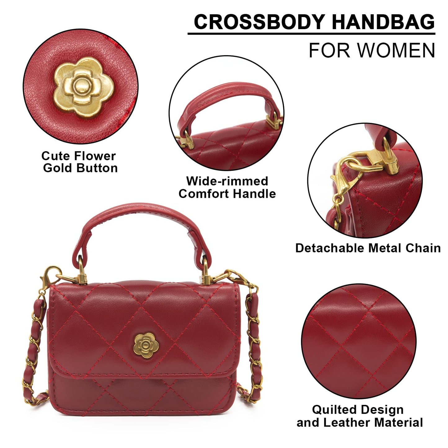 YAMEIZE Mini PU Leather Chain Belt Purse for Women Quilted Waist Tote Bag Crossbody Fanny Pack Detachable Belt Chain