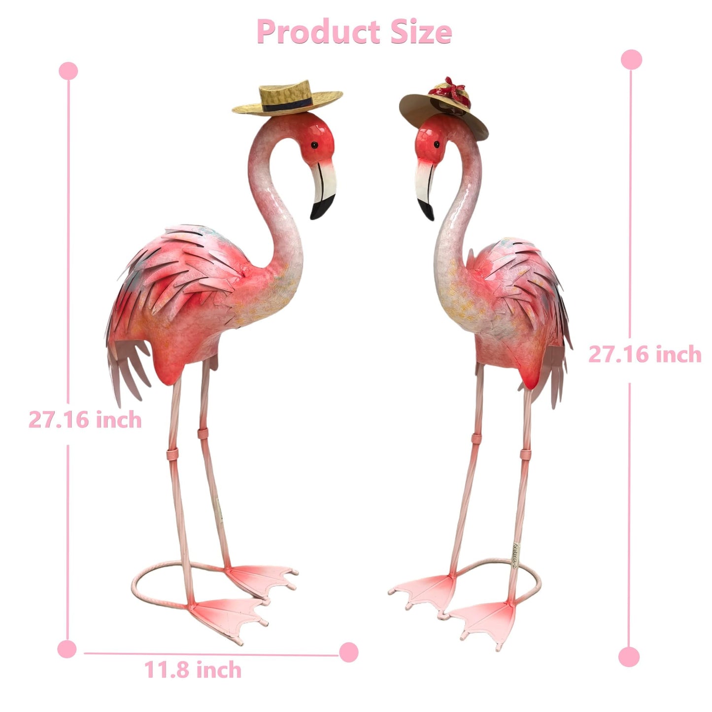 chisheen Flamingo Statues Pink Bird Art Garden Sculptures Outdoor Metal Yard Decor for Wedding Gifts Patio Lawn Porch Ornament Decoration