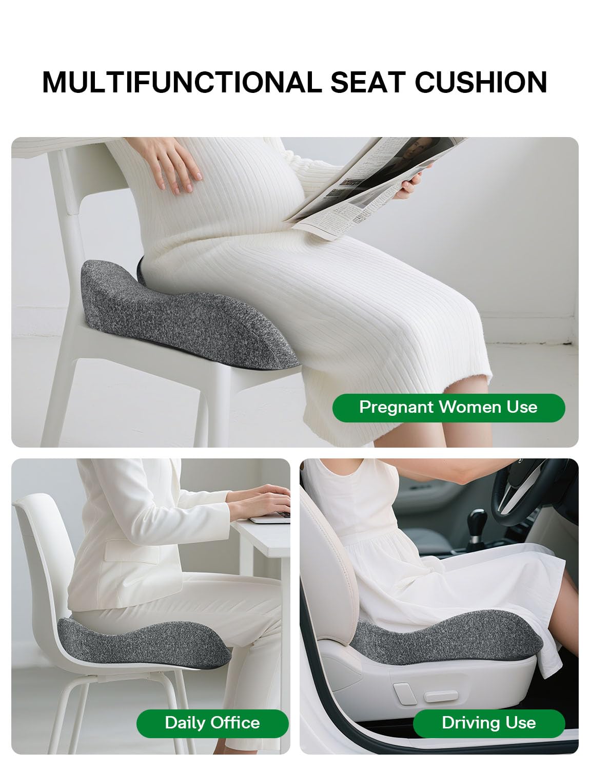 medisana Seat Cushion, SC 100 Seat Cushions for Office Chairs, Car Seat, Wheelchair - Sciatica & Tailbone & Coccyx Pain Relief Pillow for Driver Sedentary, Gift for Women Men(Size:18*14.6*3.54in-Grey)