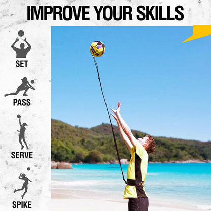 PodiuMax Solo Volleyball Training Equipment Aid, Improve Serving, Setting & Spiking Skills, for Beginners and Pro
