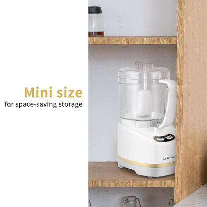 La Reveuse Electric Mini Food Processor Small Chopper 200 Watts 2-Cup Prep Bowl for Mincing Chopping Grinding Blending Pureeing (White)
