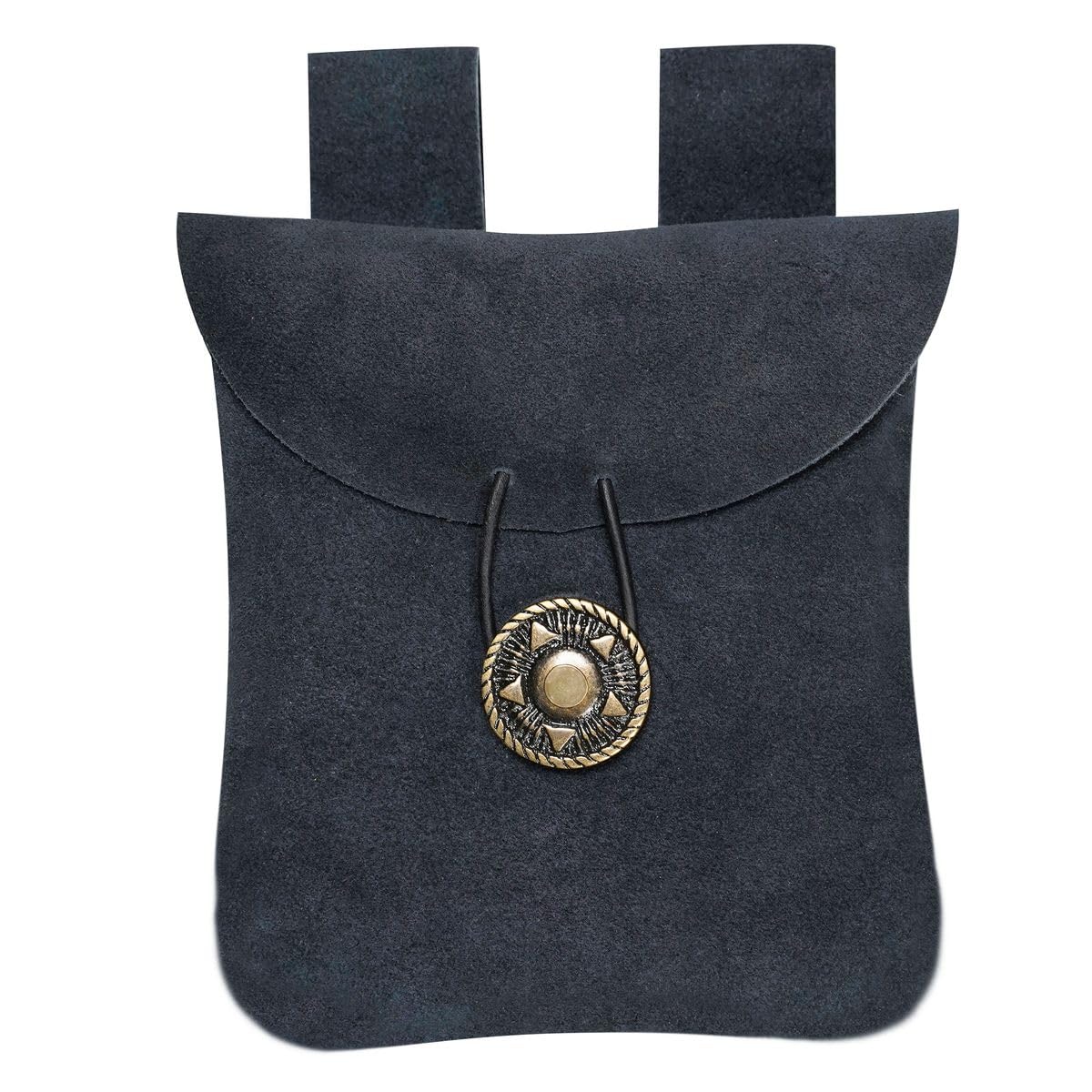 Medieval Belt Bag Renaissance Suede Jewelry Belt Pouch LARP Costume Waist Bag Cosplay Costume Accessories - Midnight Navy Blue, 5.9" x 5.7"