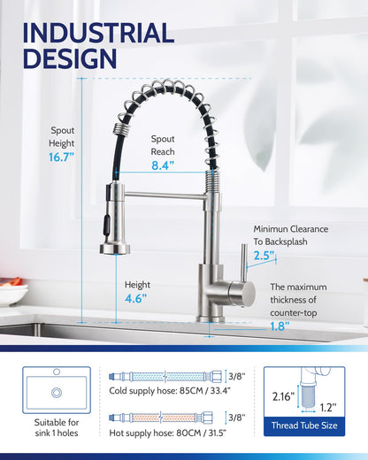 Kitchen Faucet with Pull Down Sprayer, High Arc Single Handle Stainless Steel Kitchen Sink Faucet with Sprayer for Rv Camper, Matte Black