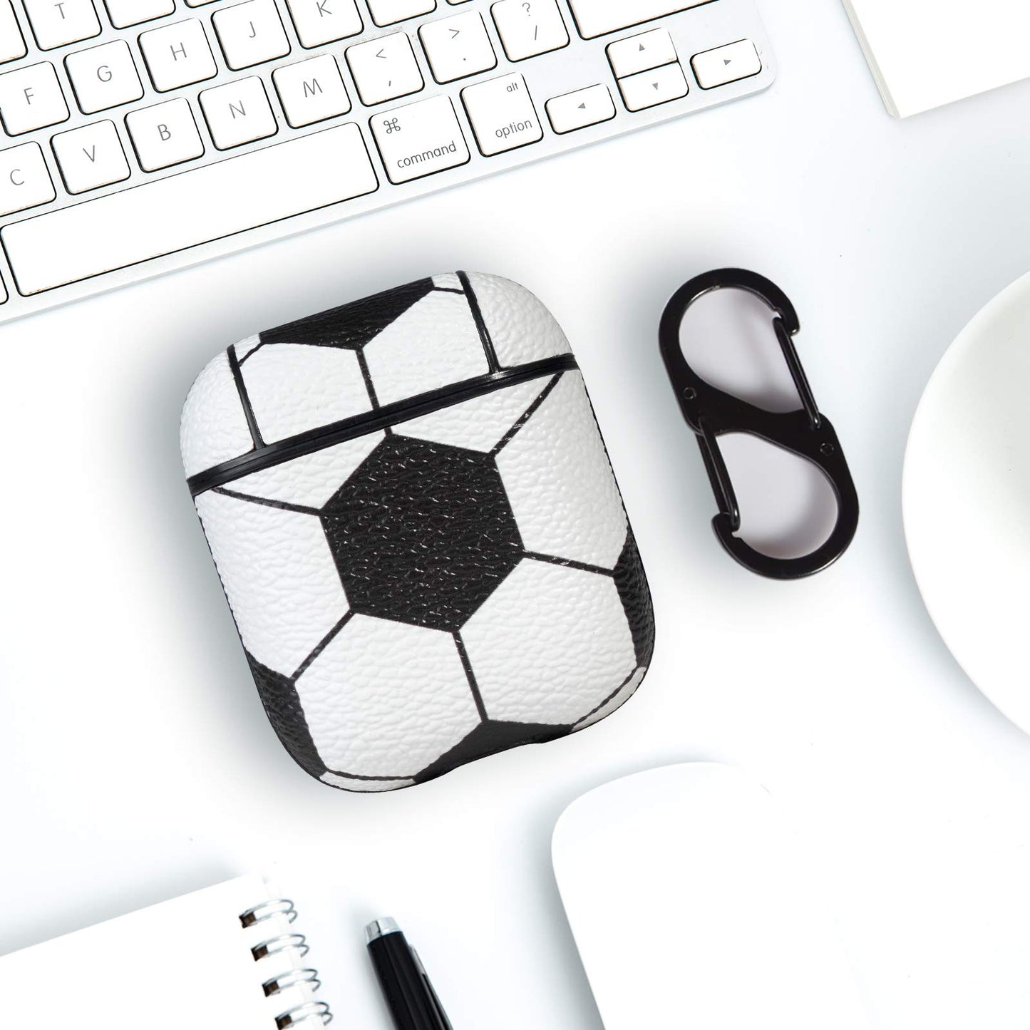 HIDAHE for AirPods Case, for AirPods Accessories Cover for Airpods 1 & for AirPods 2 Protective Case Soccer Pattern Leather for AirPods 2 Kits Skin with Keychain, Soccer02