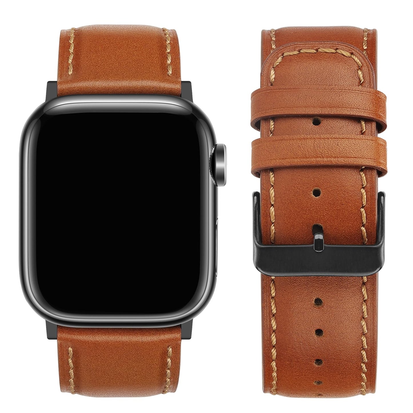 Tasikar Bands Compatible with Apple Watch Band 49mm 46mm 45mm 44mm 42mm Genuine Leather Replacement Straps Compatible with Apple Watch Ultra 3 2 1 SE Series 11 10 9 8 7 6 5 4 3, Classic Brown