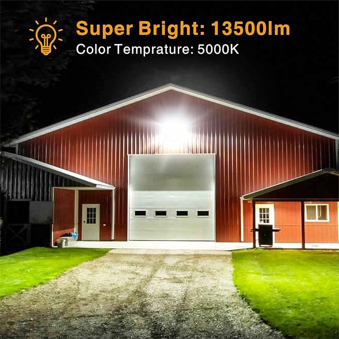 STASUN LED Flood Light Outdoor, 150W 13500lm Outdoor Lighting with 330° Lighting Angle, 5000K, 3 Adjustable Heads, IP66 Waterproof LED Exterior Security Area Lights for Yard, Stadium, Parking Lot