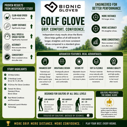 Bionic Men's StableGrip with NaturalFit 2.0 Golf Glove with Dual Expansion Thumb for Best Fit - Premium Cabretta Leather… (Black, Medium/Large, Right)
