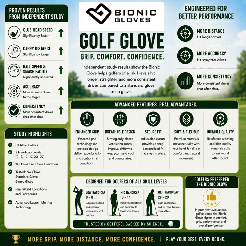 Bionic Men's StableGrip with NaturalFit 2.0 Golf Glove with Dual Expansion Thumb for Best Fit - Premium Cabretta Leather… (Black, Cadet Large, Left)