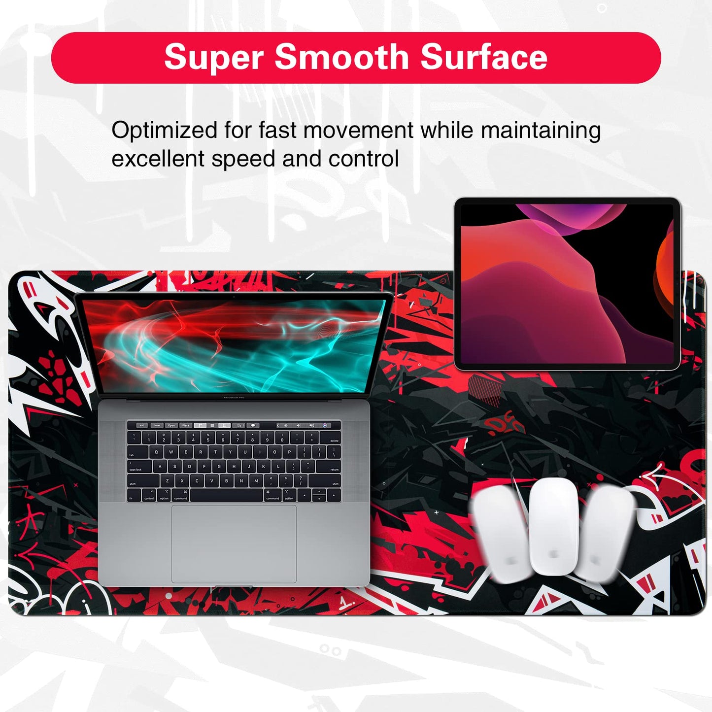 Canjoy Gaming Mouse Pad 31.5x15.8inch Extended XXL Large Mouse Pad Big Computer Keyboard Mouse Mat Desk Pad with Non-Slip & Rubber Base & Stitched Edge