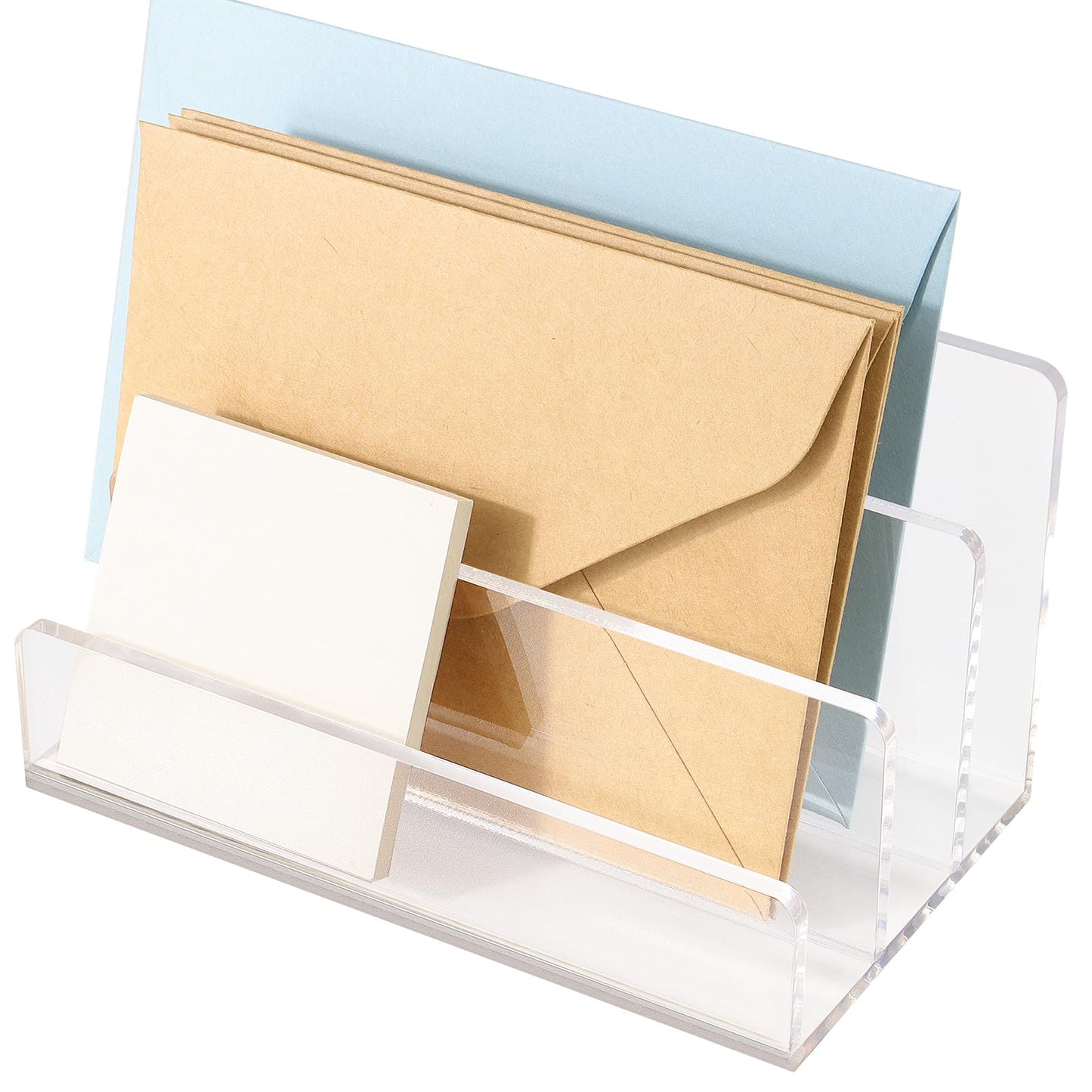 GerayMer Acrylic File Organizer for Desk, 3 Sections Mail Sorter Organizer Holder, Acrylic Desk Organizer for Document, Letter, Notebook