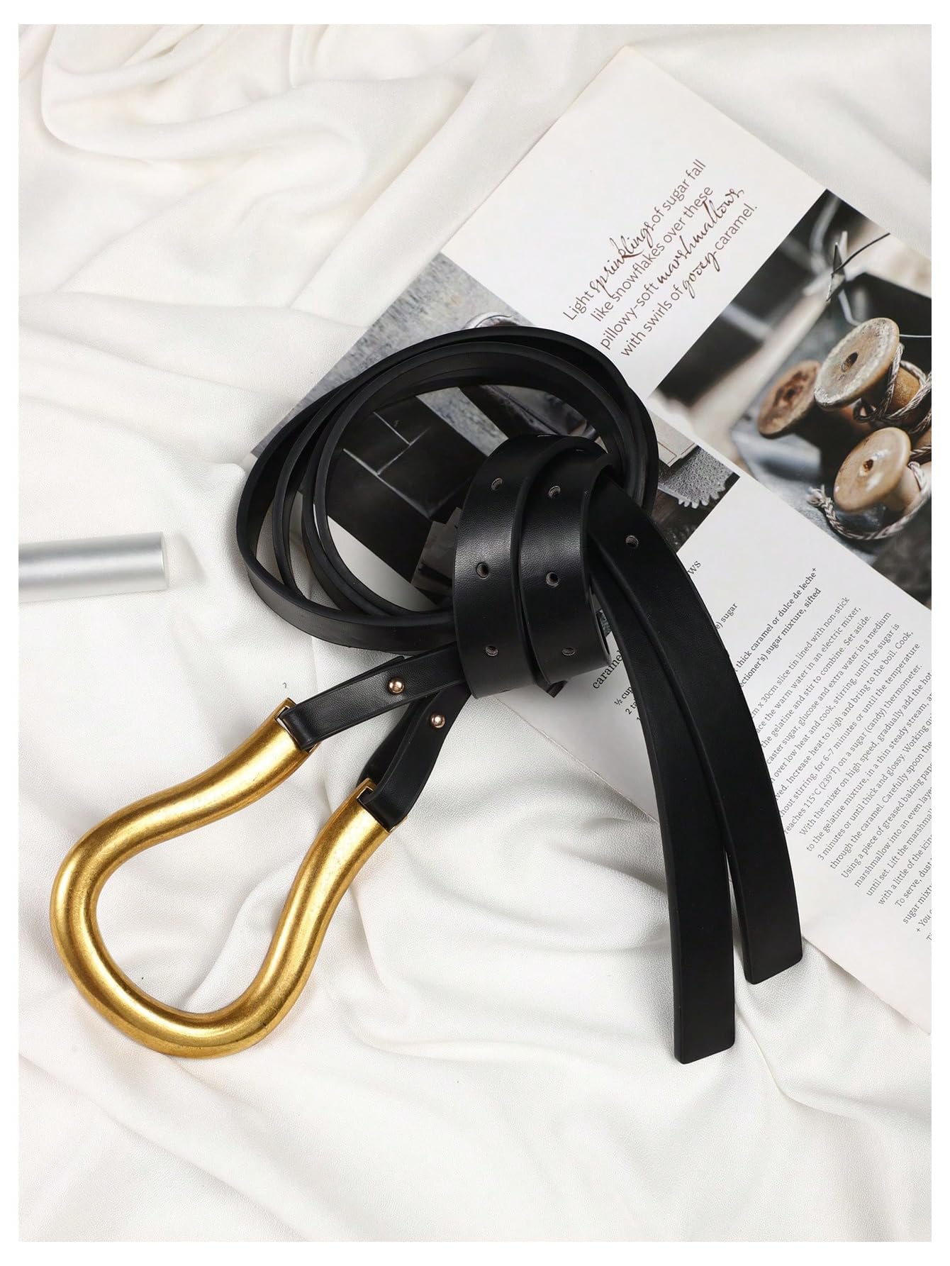 GORGLITTER Women's Renaissance Belt Wrap Belts Pirate Viking Belt with Ring Black One-Size