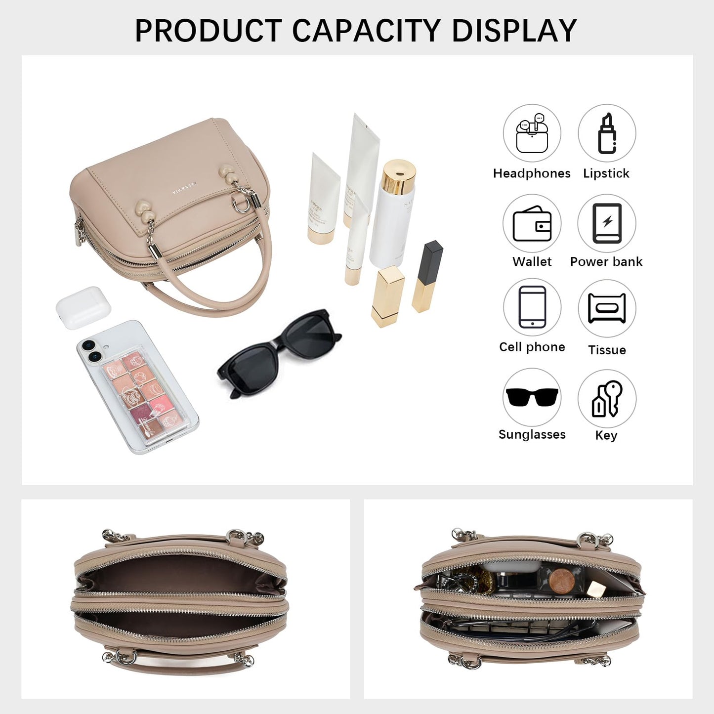 ALEX&MIA Charming Crossbody Mini Purse for Women, Small Top Handle Bag with Heart-Shaped Detail & Dome Structure, Perfect for Casual Daily Use