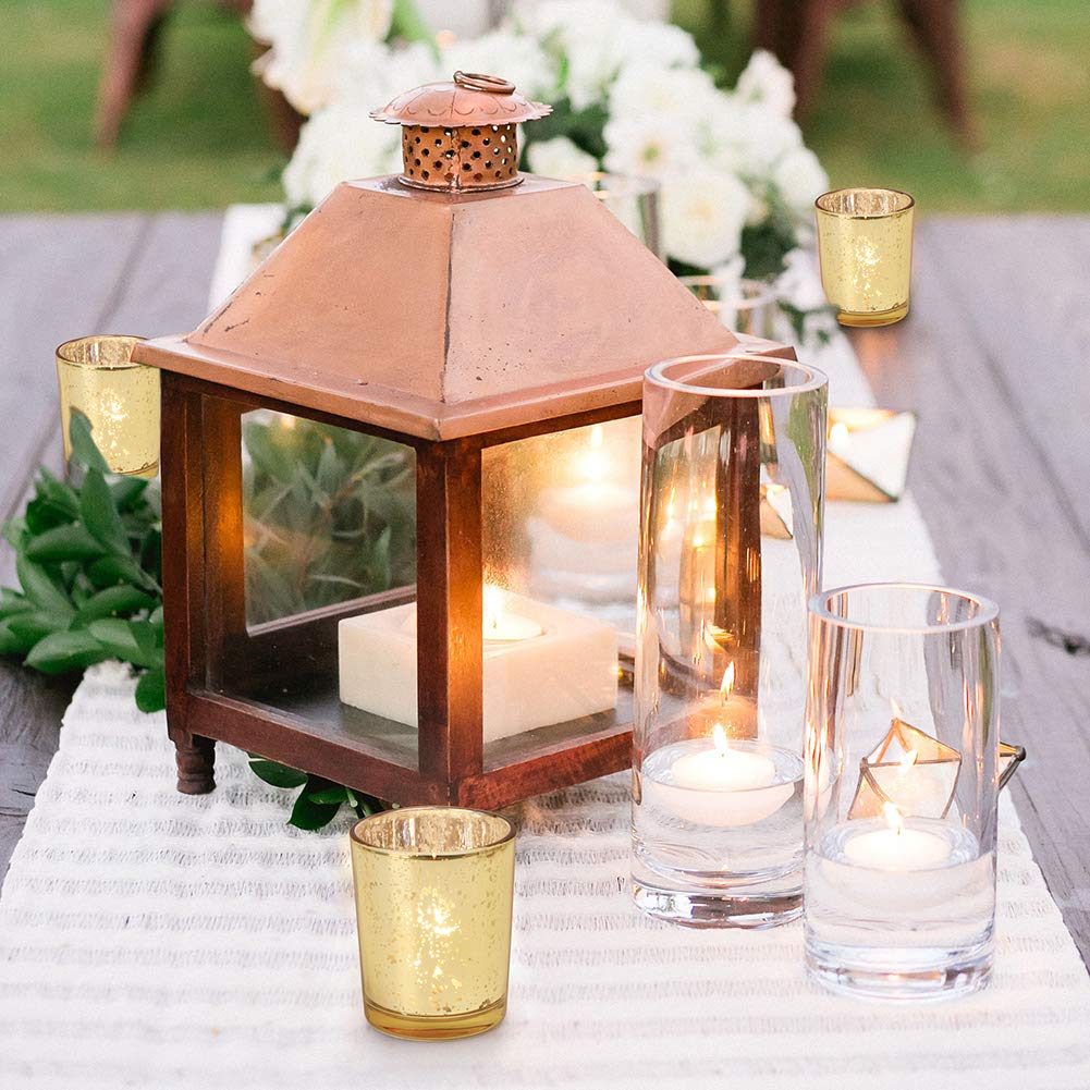DARJEN Gold Tea Lights Candles Holders for Wedding Centerpieces, Votive Candle Holders for Party Home Wedding Shower Decorations, Table - Mercury Glass Votives, 24Pcs