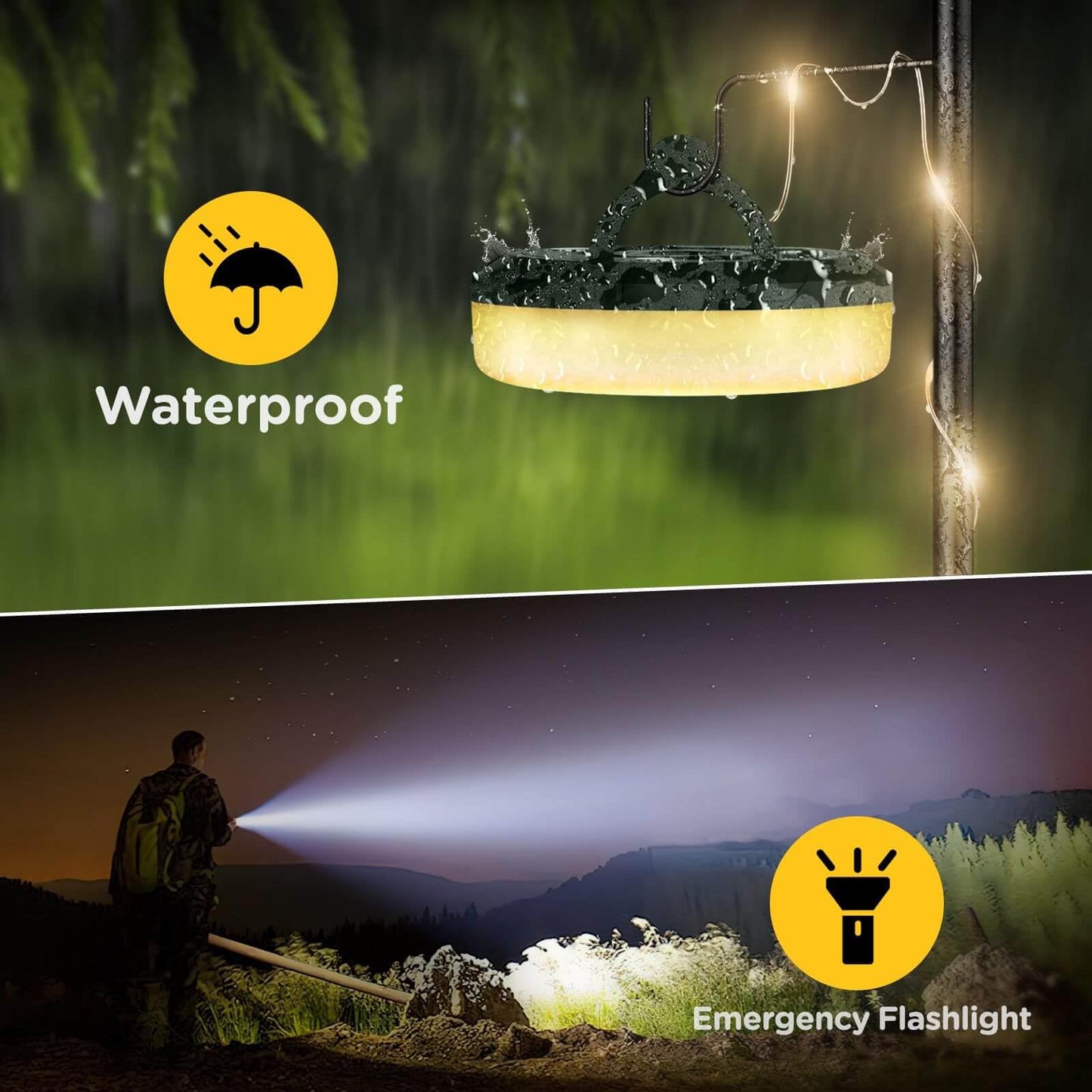 OGERY 2-Pack Camping String Lights, 32.8FT Rechargeable Christmas String Lights Outdoor/Indoor, 8 Modes 4-in-1 Quick Storage Fairy Lights Portable Lamp for Xmas Tree Decor Party Camping Essentials