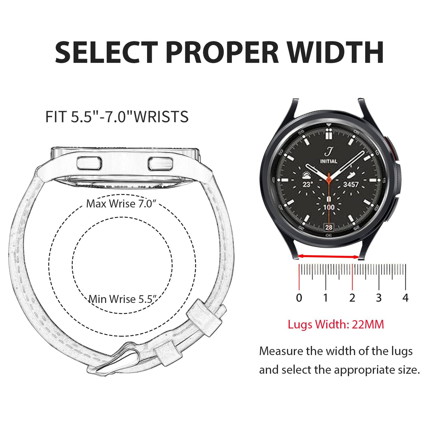 Italy Genuine Leather Watch Bands Men Women Compatible with Samsung Galaxy Watch 3 45mm/ 46mm/Gear S3 Frontier Band, 22mm Leather Watch Straps Quick Release Wear-resistant Smartwatch Replacement Strap