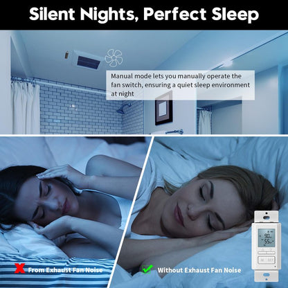Ortis New 2024! Humidity Sensor Switch, in-Wall Bathroom Fan Automated Control Switch, Separate Sensor for Better Moisture Detection, 328ft Range, 110/220V, Keep Your Room Dry