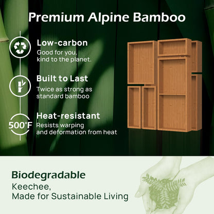 Carbonized Bamboo Kitchen Drawer Organizer, 8 Slots Silverware Organizer, Utensil Holder & Cutlery Tray, 2.2" Deep for Extra Capacity, Non-Slip Feet Included