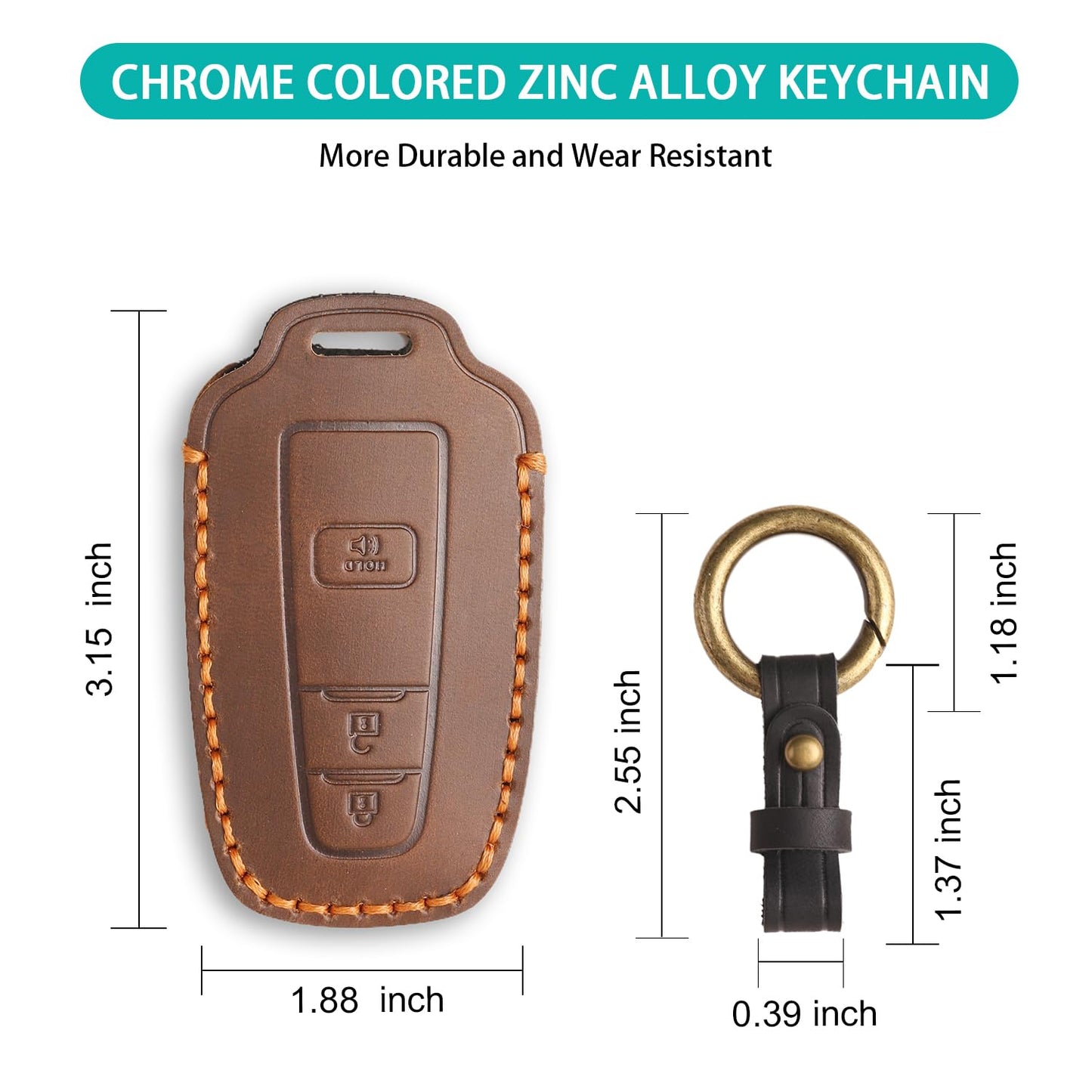 MILD EAST for Toyota Key Fob Cover Genuine Leather Key Case Shell Compatible with 4Runner Highlander Camry RAV4 C-HR (Brown, 3 Buttons)