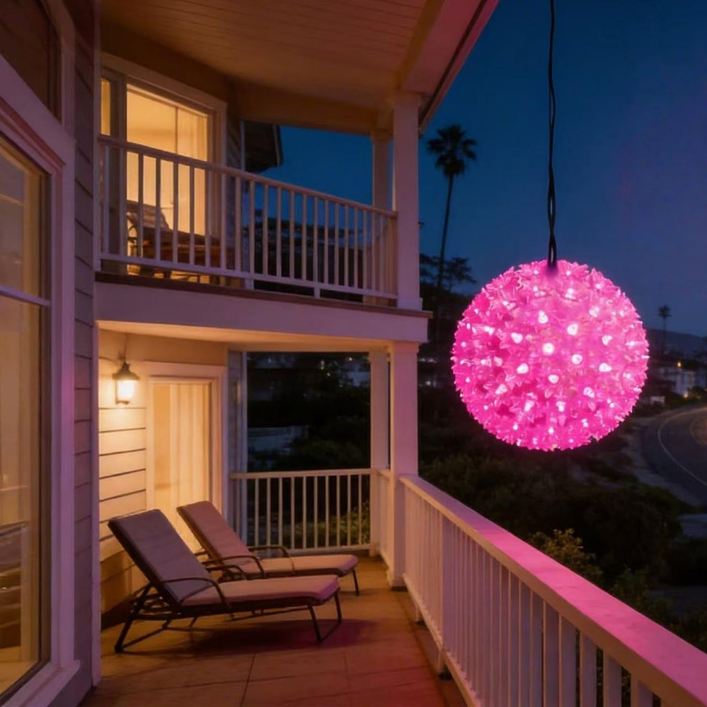 JinBest 7.5in Pink LED Sphere Light, 100 LED, UL Outdoor Wedding Christmas