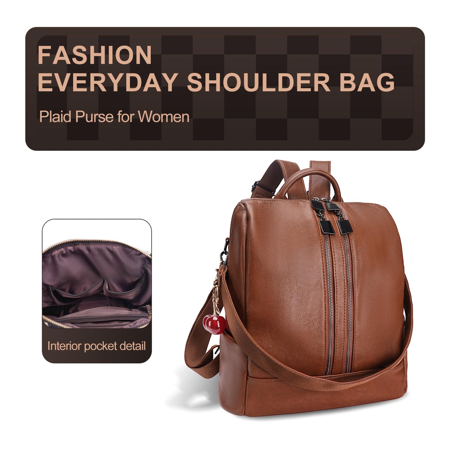 idoltimes Backpack Purse for Women, Back Pack Leather Handbags,Fashion Purses Everyday Shoulder Bag with Wallet