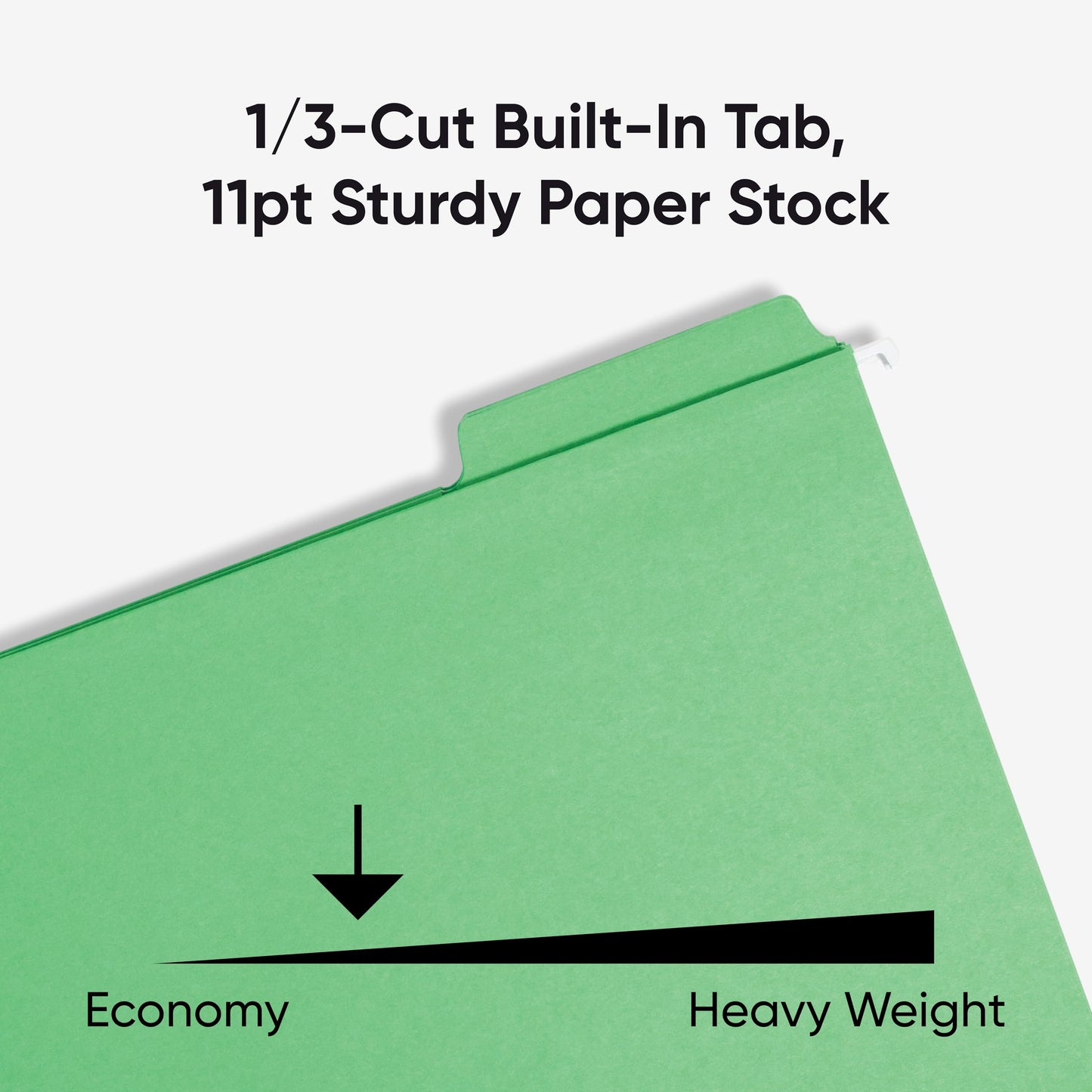 Smead FasTab Hanging File Folder, 1/3-Cut Built-in Tab, Letter Size, Green, 20 Count (64098)