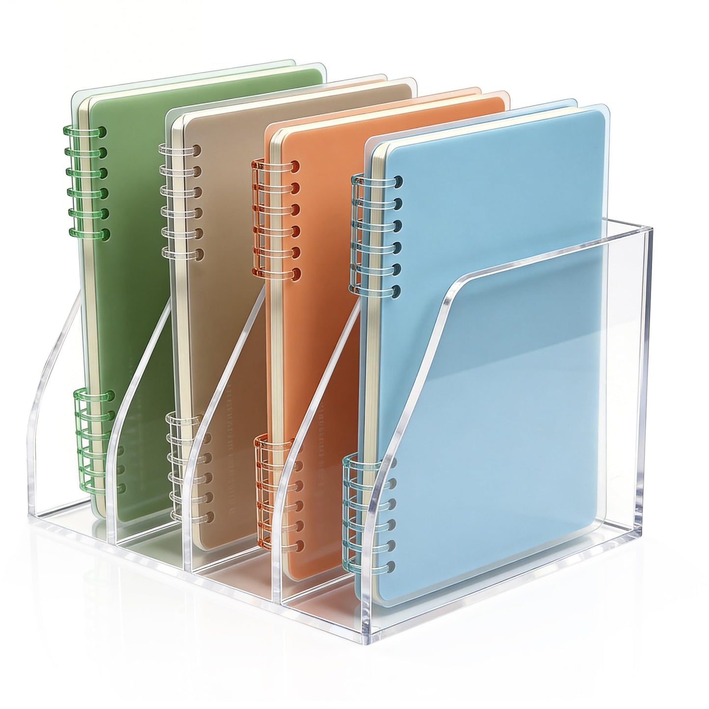 AIDIMOO Acrylic Magazine File Holder, 4 Vertical Compartments Desk Document Sorter Organizer, Clear Folder Rack Binder for Office, Documents, Tablets, Magazines, Books – Home/Classroom Rack