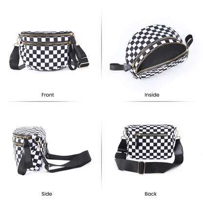 Nylon Crossbody Bags Bum Bag for Women Large Sling Bag Purse with Adjustable Strap（Black）