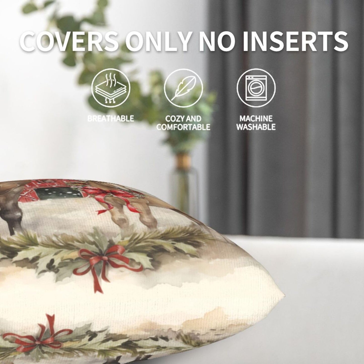 aipoase Christmas Tree Horse Throw Pillow Covers 18 X 18 Inch Set of 2 Pillow Cases Decoration Cushion Cover for Sofa Bedroom Living Room Outdoor (Christmas Tree Horse, 18"x18")