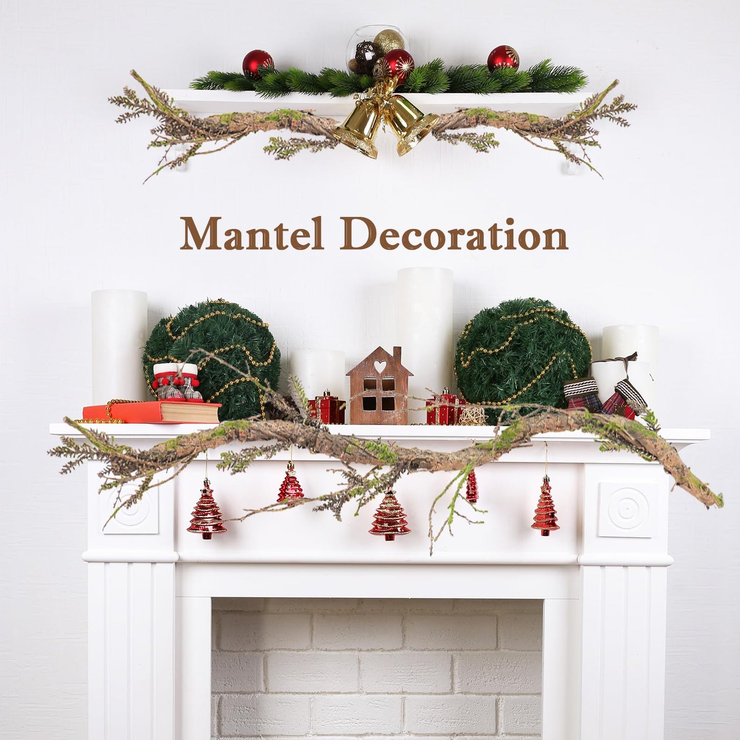 2Pcs 39.4inch Thick Bendable Artificial Tree Trunk Fake Large Wood Branches Twig Moss Grape Vine Garland Twisted Stick For Terrarium Outdoor Hanging Mantel Reptile Climbing Wall Yules Decorations
