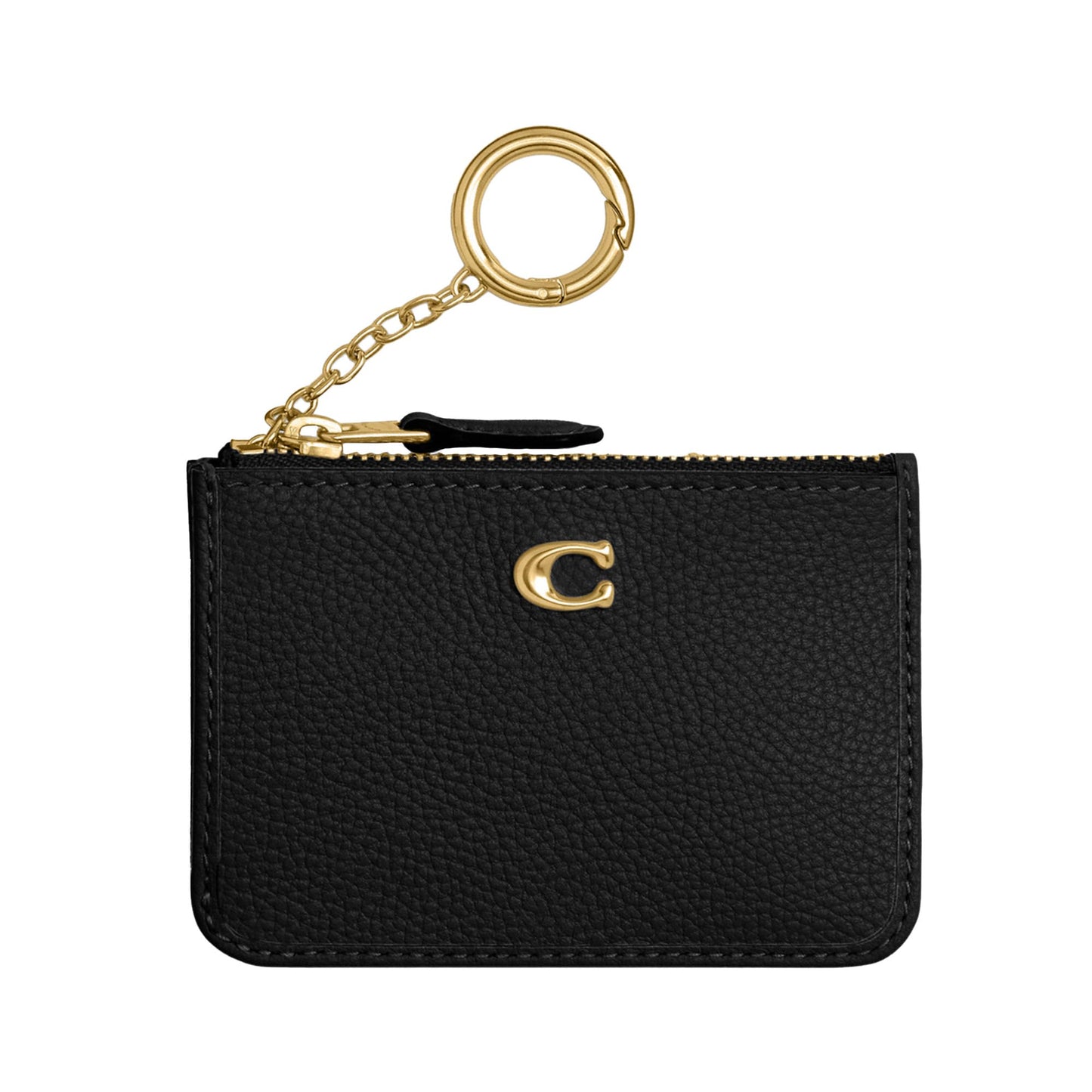 Coach Men's Polished Pebble Leather Mini ID Skinny, Black