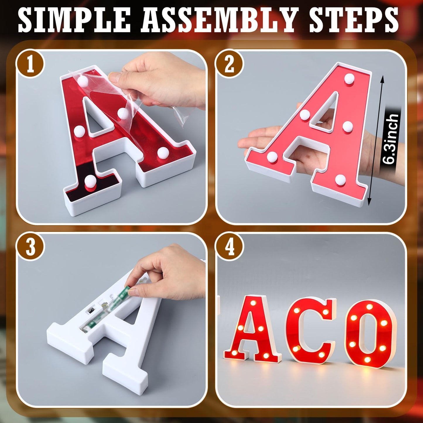 Aurelema Tacos Decorations 6.3" Light up Letters Mexican Cinco De Mayo Party Decorations Taco Bar Battery Powered Marquee LED Letter Sign for Mexican Tacos Theme Wedding Birthday Fiesta Party Supplies