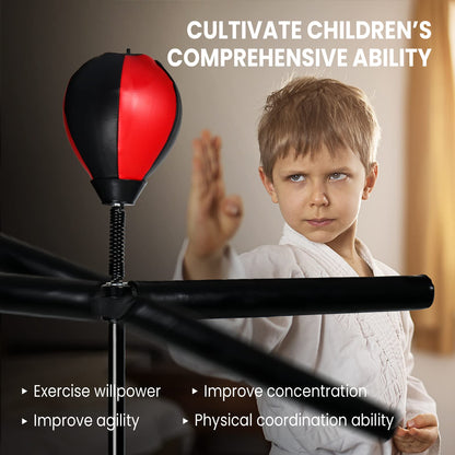 INNOLIFE Boxing Bar with Punching Bag for Kids, Adjustable Height Boxing Spinning Bar, Boxing Speed Trainer Free Standing Reflex Punching Ball Boxing Equipment for 6-12 Years
