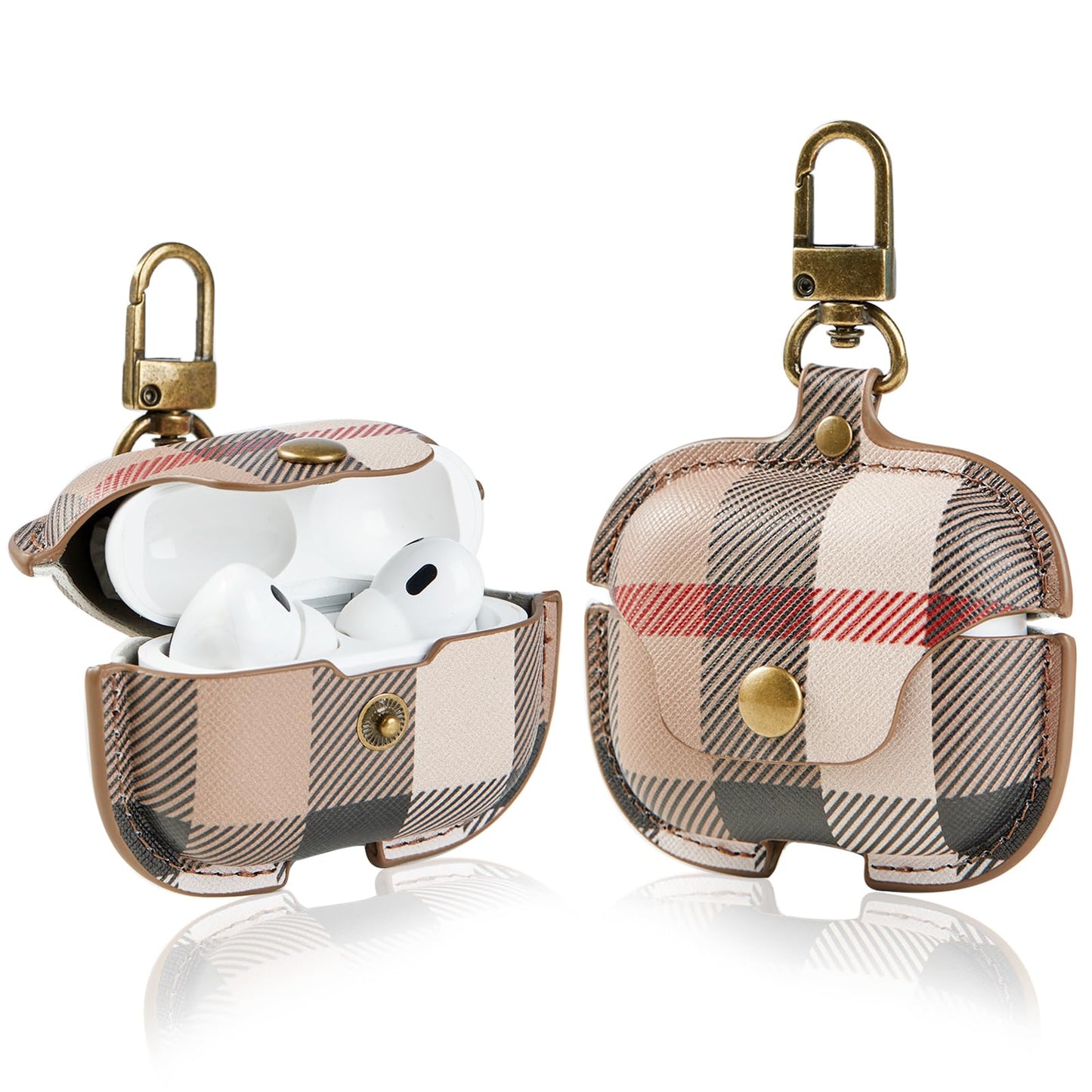 for AirPods Pro 3 Case, Leather Cute Full Body Shockproof Protective Cover for AirPods Pro 3nd Generation Case for Women Men with Keychain
