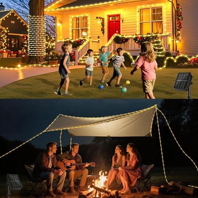 Solar Rope Light Waterproof IP65 39FT 100LEDs Outdoor LED ‎Solar Outdoor Lights for Party Garden Yard Home Wedding Christmas Halloween Holiday Tree Decoration Lighting