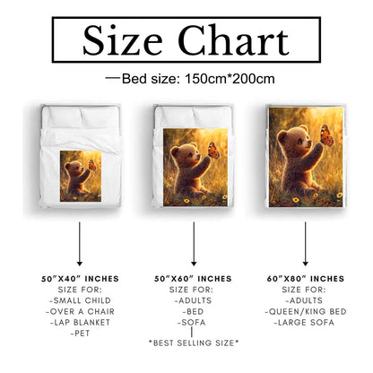 Bidesk Cute Bear Blanket Soft Flannel Throw Blanket, Cozy & Warm Yet Lightweight Blankets for Travel, Couch, Bed, for Men Women Adults, Fuzzy Outdoor Comfort Wrap 60"×50"