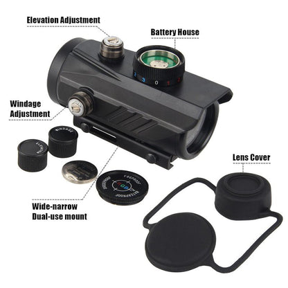 KASENTE Tactical 1x30mm Reflex Sight - Green & Red & Blue Dot, Airsoft Gun Optic, Rifle Scope, with 11mm/21mm Rail Mount