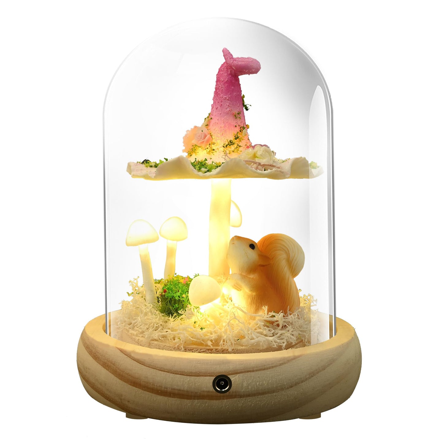 QUELIEN Mushroom Lamp in Glass Dome,Mushroom Gifts for Women - Warm LED Night Light for Bedroom Decor,Birthday Party Decorations,Ideal Birthday Gift Valentines Gift