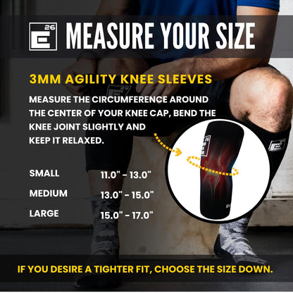 Element 26 Agility Knee Compression Sleeve - 1 Pair (3mm) Compression Knee Sleeve - Knee Support for Working Out - Running & Weight Lifting Knee Sleeves | For Men & Women (Medium, Black)