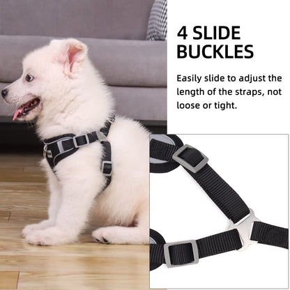 rennaio Dog Harness No Pull, Adjustable Puppy Harness with 2 Leash Clips, Ultra Breathable Padded Dog Vest Harness, Reflective Dog Harness and Leash Set for Small and Medium Dogs (Black, XL)