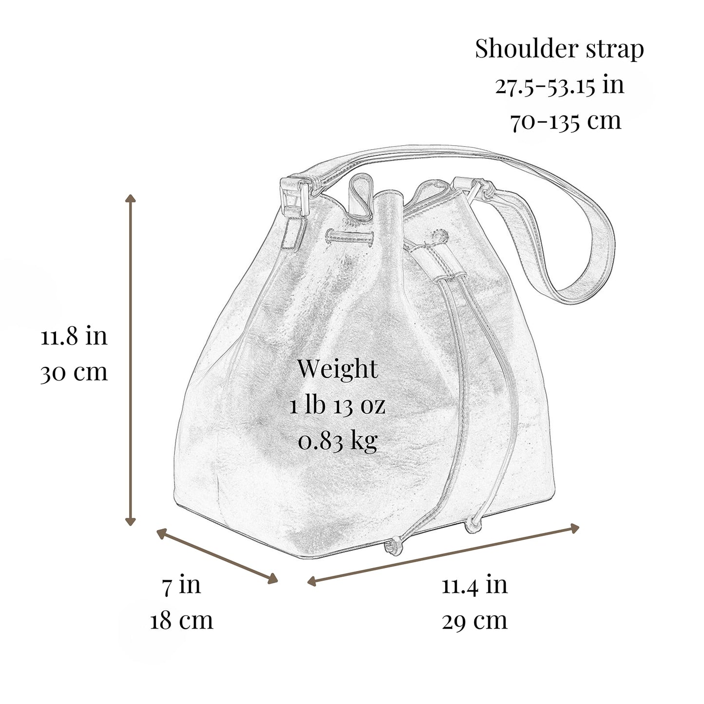 Time Resistance Leather Bucket Bag - Full-Grain Leather Handbag for Women - Italian Purse Shoulder Bag (Cognac Brown)