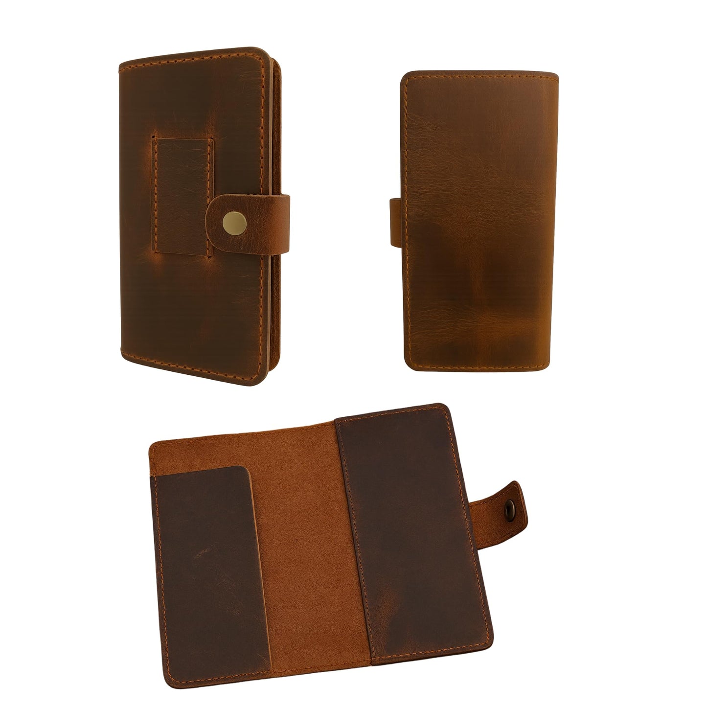CestAntiQ Full-Grain Tan Leather Checkbook Cover for Men, Women, Slim Bifold Organizer with Pen Holder, Handmade Executive Register Holder for Personal, Business Use, Valentine’s Day Gift