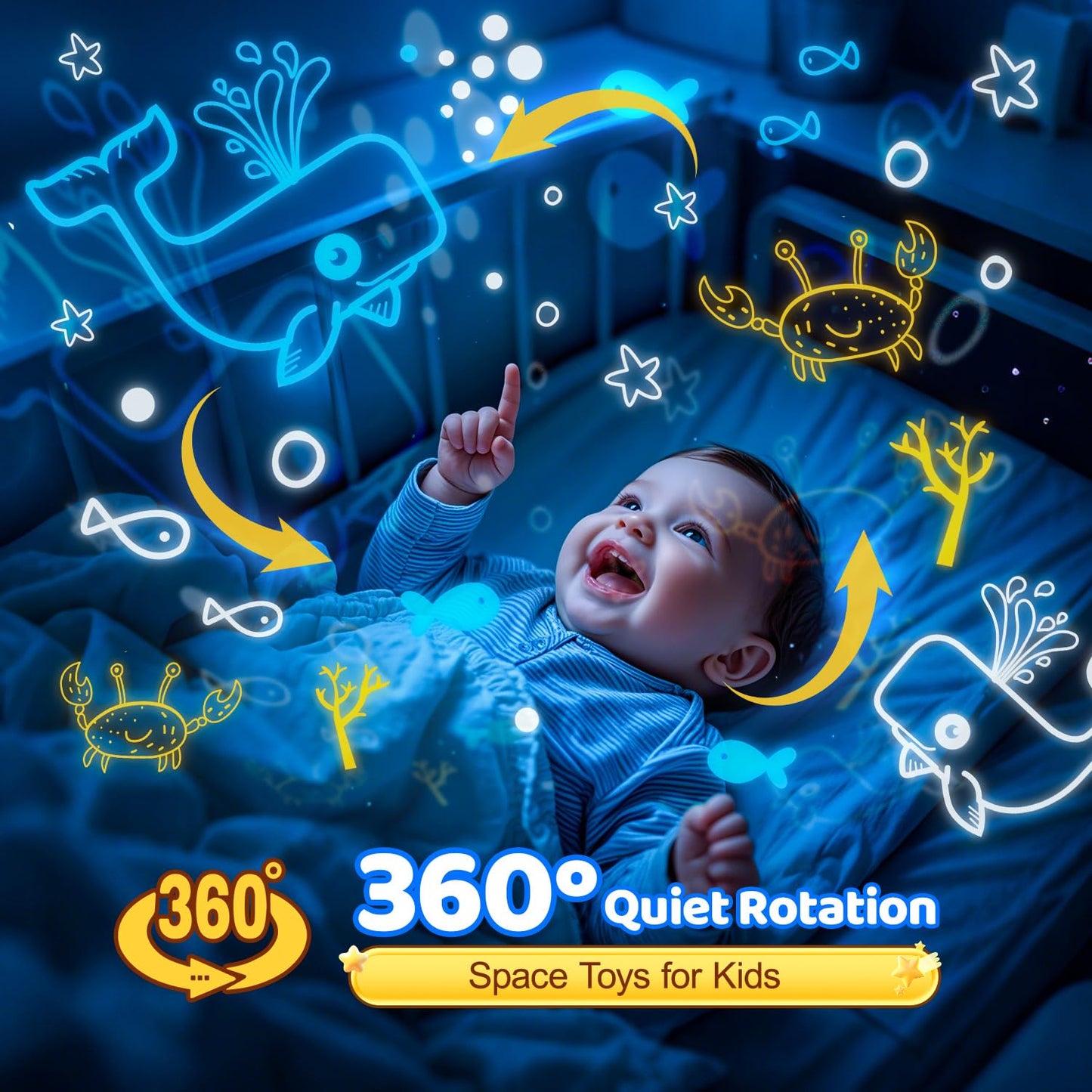 Solar System for Kids Projector Night Light, 360°Rotating+5 Films Planet Space Projector for Bedroom, Bright Night Light for Boys Room, Space Toys for Kids 3-5, Solar System Planet Toys for Boy Gifts